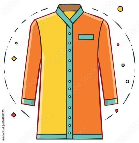 Stylish Color Blocked Kurta Design Illustration for Stock, a Traditional Ethnic Outfit