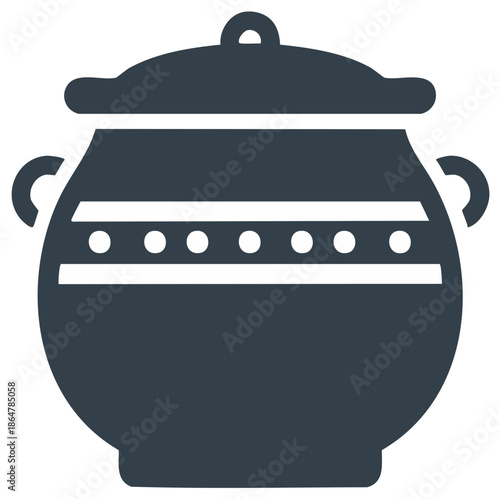 Pot With Lid and Handles, Vintage Cooking Vessel, Kitchenware Equipment Design