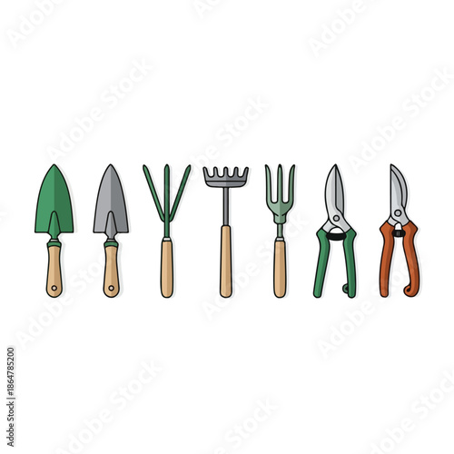 Gardening Tools Set with Trowel Rake and Pruners.