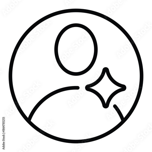 Outline avatar icon for user profile, account identity, and member.
