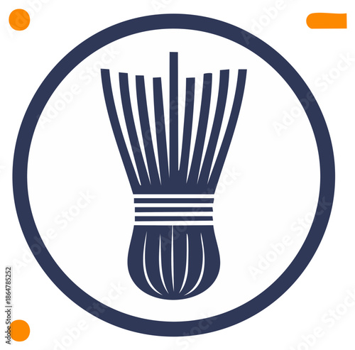 Stylish dark blue whisker in a circle on a white background for business and design.