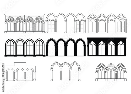 Gothic architectural elements and arches