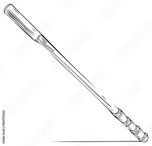 Stylized Drawing of a Japanese Martial Arts Bo Staff
