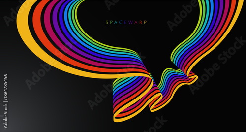 Abstract rainbow lines in 3D perspective, vector background with colorful stripes, children preschool education theme, positive and bright design.
