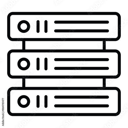 Outline server rack icon for hosting, database, and network storage.