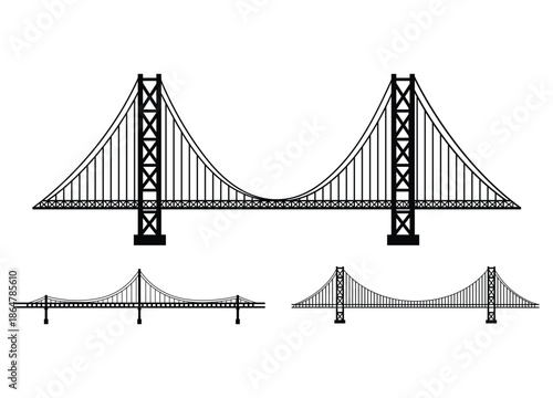 Illustration of a Suspension Bridge with multiple angles