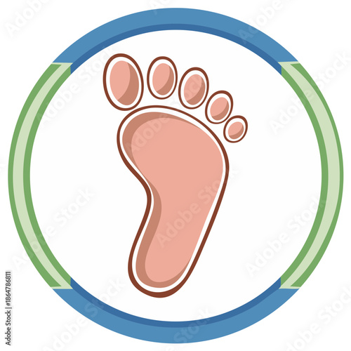 Footprint in a decorative circle symbolizes healthy wellness or podiatry services and treatments