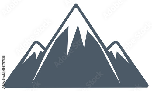 Stylized Peaks of Snow Capped Mountains Peaks Graphic Illustration