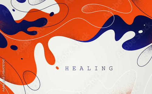 Lava shapes flow abstract background, vector wallpaper with liquid shapes flowing in dynamic motion, wavy water curves abstraction.