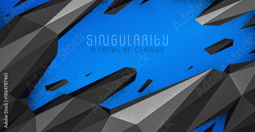 Polygonal dynamic chaos shapes vector abstract background, low poly 3D dimensional wallpaper with broken form in motion and energy.