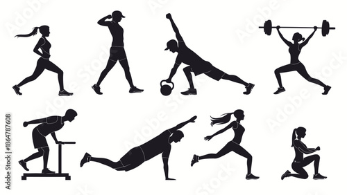 Fitness enthusiasts engaging in various exercises and workouts