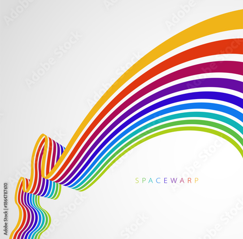 3D lines in 3D perspective colored in rainbow colors vector abstract background, bright wallpaper with dimensional curvy stripes.