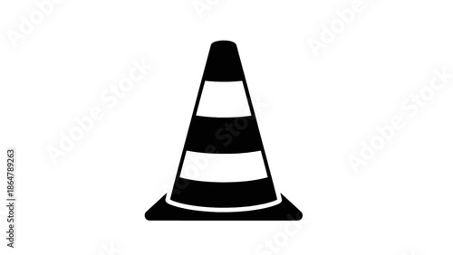 Black and white traffic cone