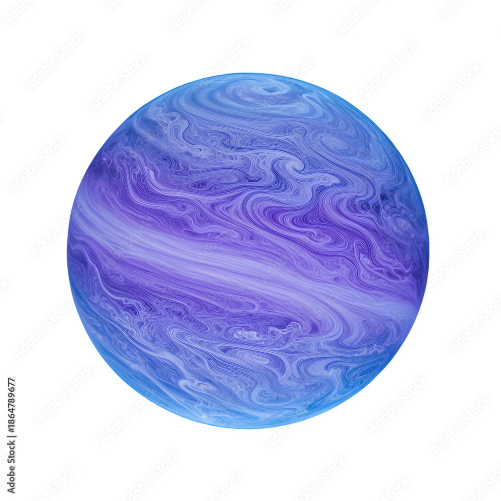 Fototapeta premium Vibrant blue and purple swirling planet isolated