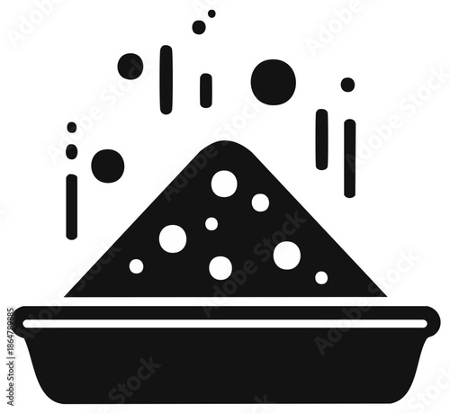 Sandpile in a sandbox with spots in the air above representing dust and particles for kids recreation and fun playground activities