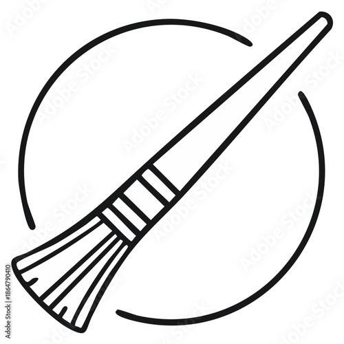 Cosmetic fan brush line art icon vector graphic for beauty and makeup branding