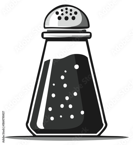 Salt Shaker Illustration - Black and White