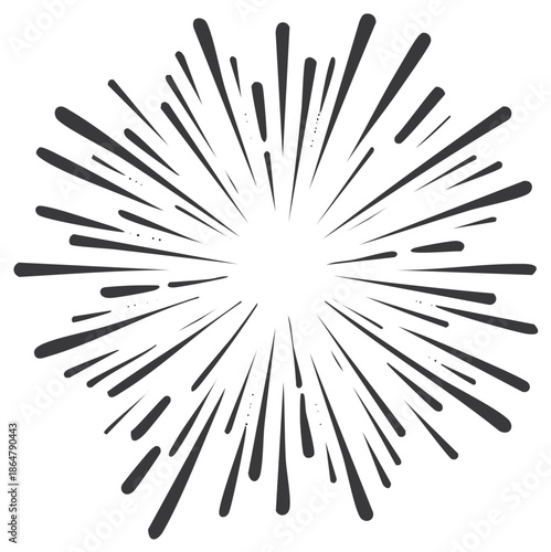Abstract Hand Drawn Radial Burst Lines Illustrating Dynamic Speed Impact and Pop Art Energy