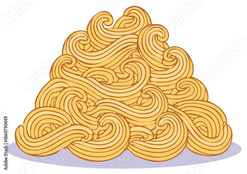 Abstract illustration of golden curly lines forming a textured organic pile vector art