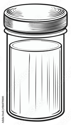 Retro Style Glass Jar with Lid for Food Storage in Linear Design Illustration