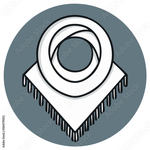 Abstract circle and shawl illustration, graphic design element.