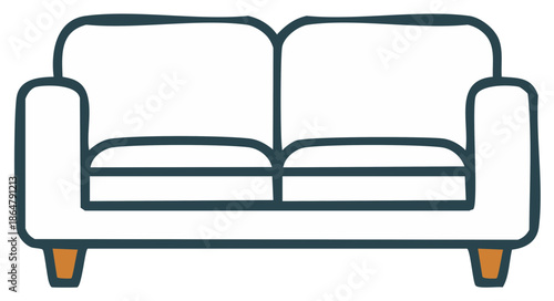 Minimalist Two-Seater Sofa Icon with Clean Lines and Simple Design