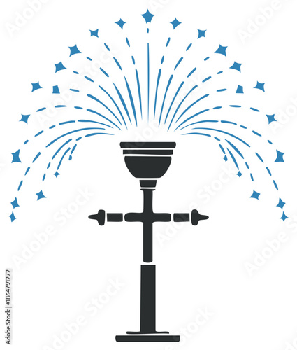 Stylized Fountain Sprinkler with Starburst Water Spray