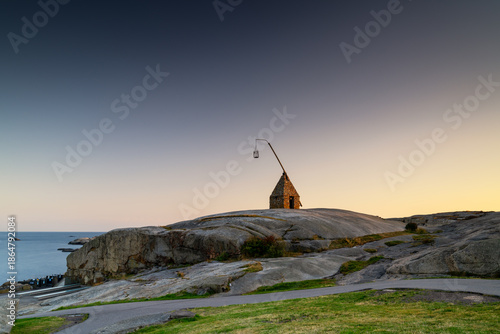 view of the historic Verdens Ende Lighthouse on Tjome Island in southern Norway