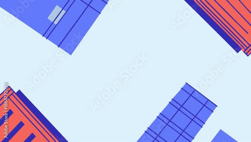 Flat vector illustration of abstract geometric shapes in blue and orange hues