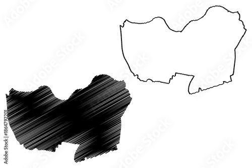 Halderberge municipality (Kingdom of the Netherlands, Holland, North Brabant or Noord-Brabant province) map vector illustration, scribble sketch map