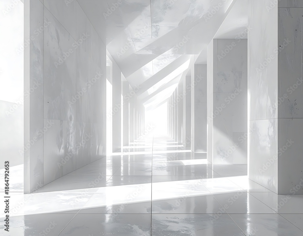 Fototapeta premium Illuminated Architectural Interior - A Study in Light and Shadow.