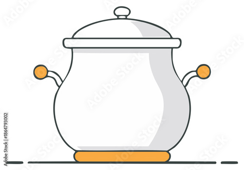 Vector illustration of a white cooking pot with a lid Simple kitchenware icon for culinary and recipe design