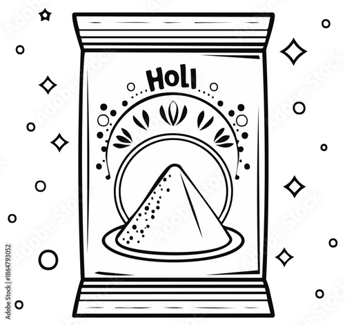 Outline package of colorful powder for traditional festival celebration