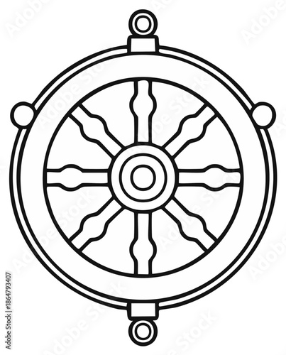 Dharma Wheel Symbol Outline Religious Icon