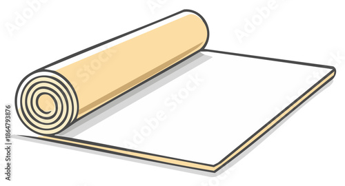 Unrolling a Roll: Illustration of a Soft Yellow Sheet Partially Unfurled for Surface Covering