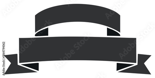 Elegant Black Ribbon Banner Design Element Isolated Graphic Shape Illustration