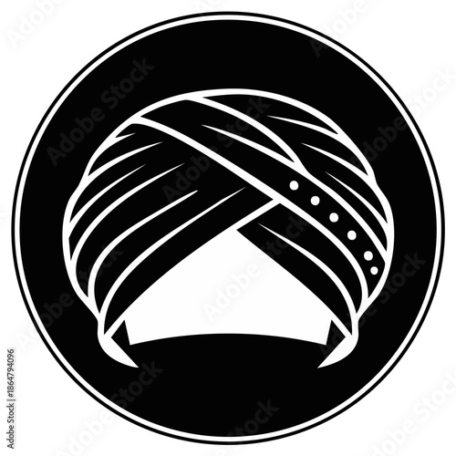 Elegant traditional wrapped turban headwear cultural symbol icon vector graphic design
