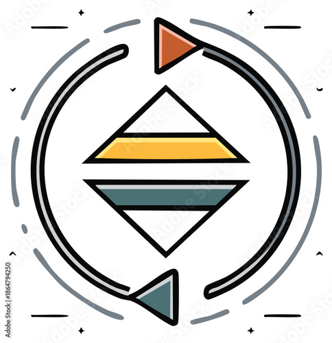 Arrow Circle Flow Representing Data Exchange Process or Recurring Financial Transactions with Triangle Shapes