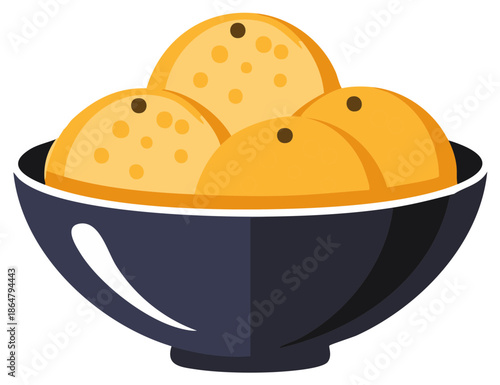 Bowl of Bright Orange Round Fruits with Dark Stems