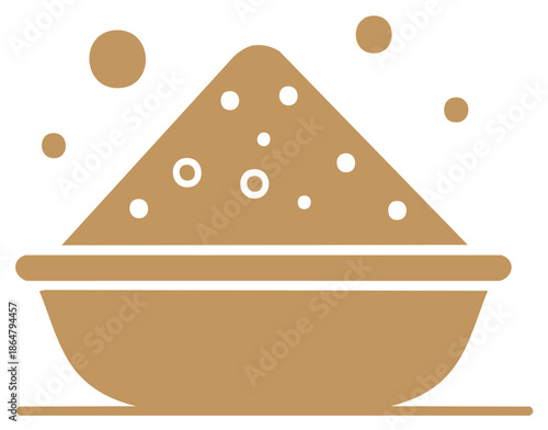 Flat vector icon of a bowl with a mound of powder, representing detergent, flour, or other granular substances