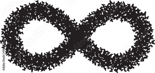 Butterfly Swarm Silhouette – Elegant Flying Butterflies Black Vector on White.