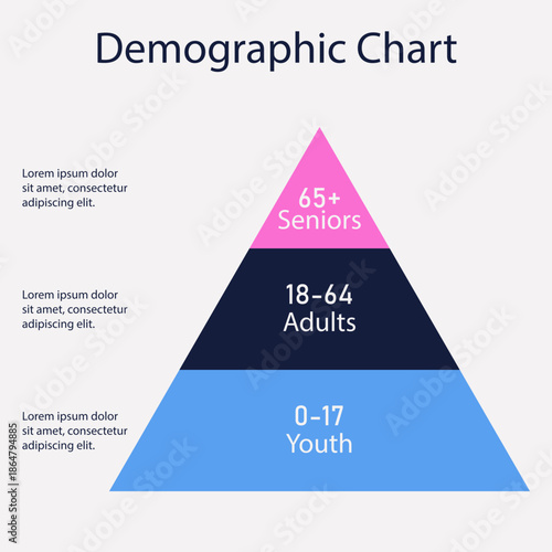 Demographic Pyramid Chart Showing Age Group Distribution