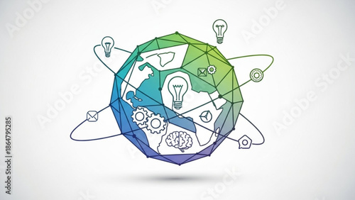 Global Innovation Concept with Light Bulbs and Gears
