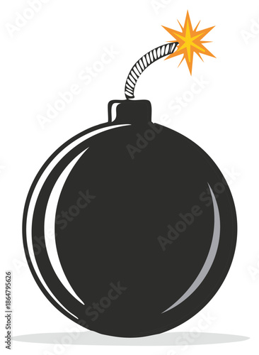 Cartoon Bomb with Lit Fuse Exploding