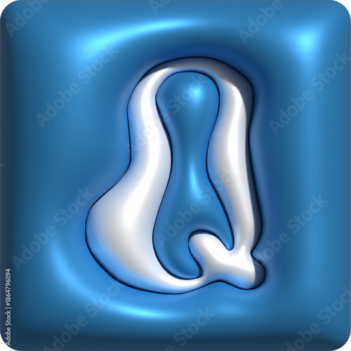 3D Colorful Glossy Alphabet Letter Q Icon