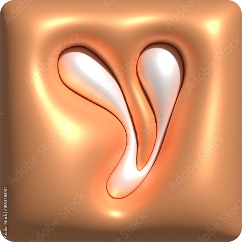 3D Colorful Glossy Alphabet Letter V Icon