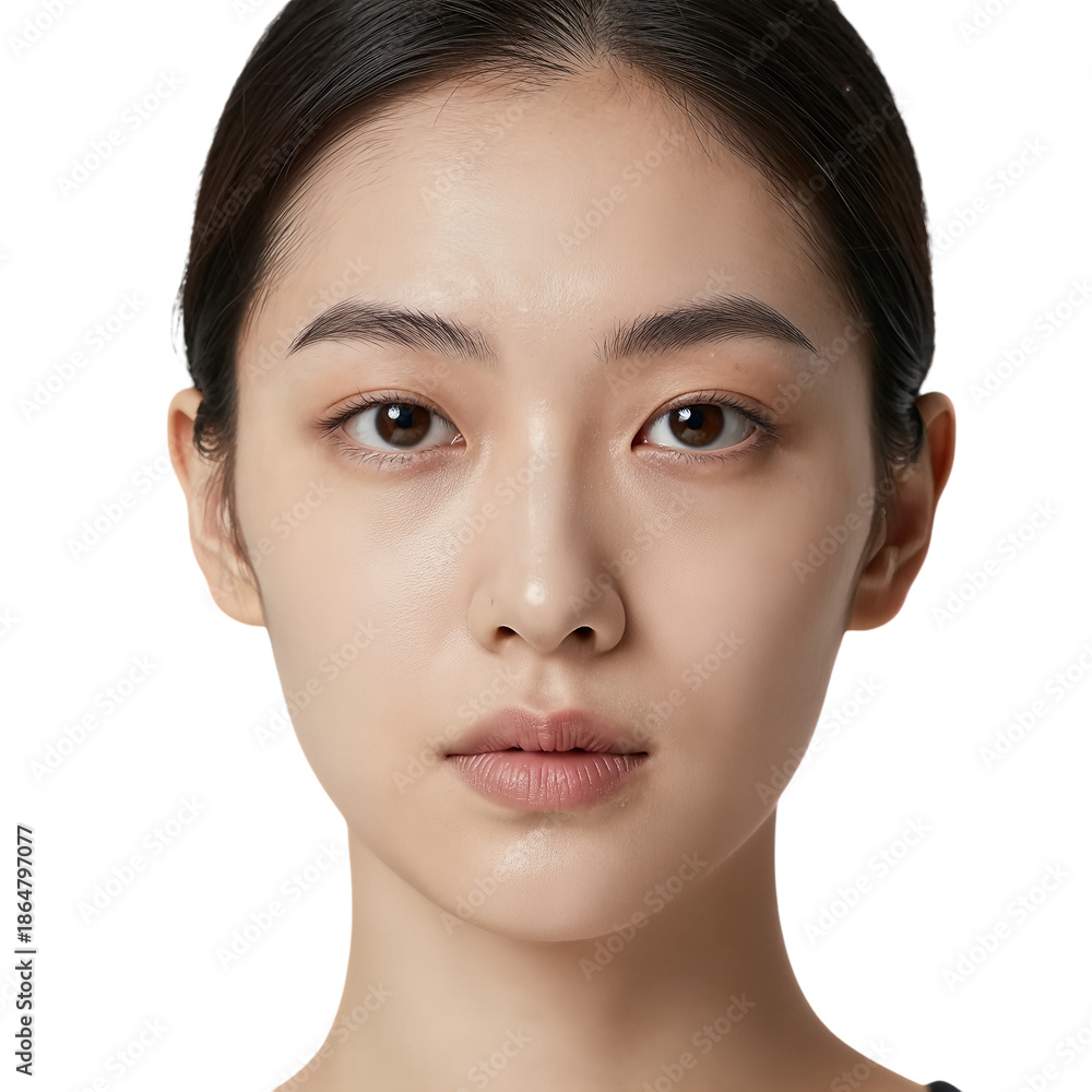 Obraz premium Young Asian woman with short dark hair.