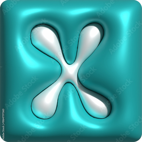 3D Colorful Glossy Alphabet Letter X Icon
