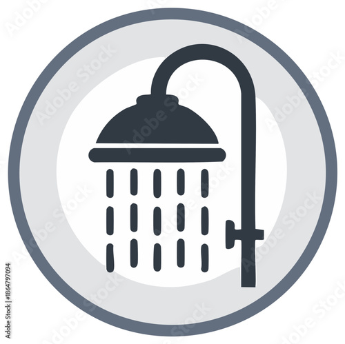Shower Head with Water Droplets Icon