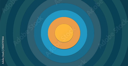 Concentric circles in shades of blue and orange creating an abstract background design with a modern aesthetic.